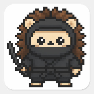Ninja-Igel-Aufkleber Quadratischer Aufkleber