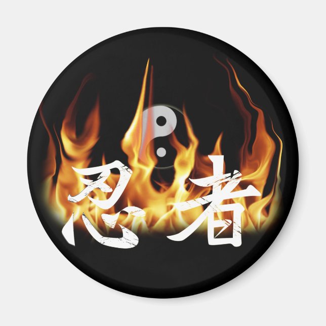 Ninja im Feuer Magnet (Vorne)