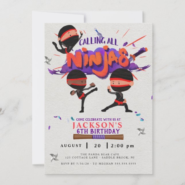 Ninja Invitation d'anniversaire (Devant)