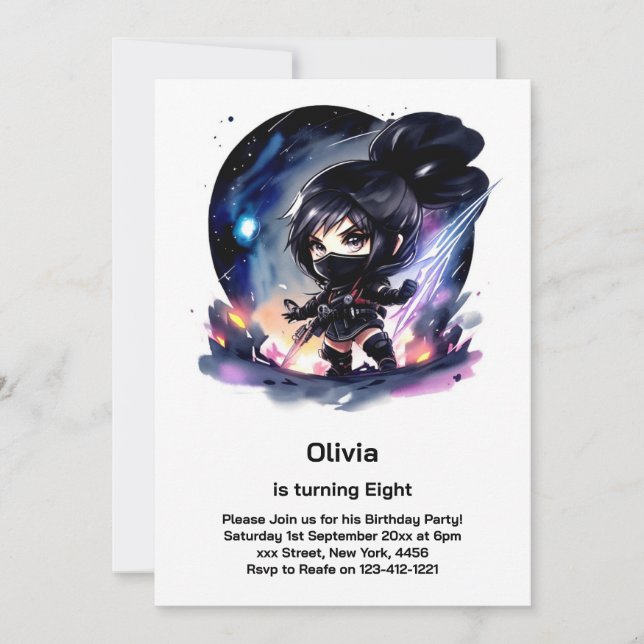 Ninja Invitation d'anniversaire (Devant)