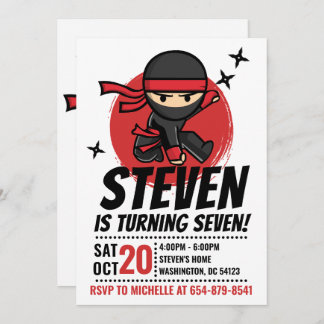 Ninja Invitation d'anniversaire, Ninja Invitation