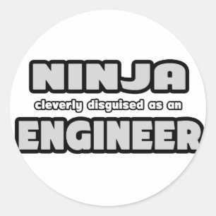 Ninja ist schlau getarnt als Ingenieur Runder Aufkleber