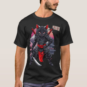 Ninja-Kätzchen Japanische Samurai-Katze Kawaii Nin T-Shirt