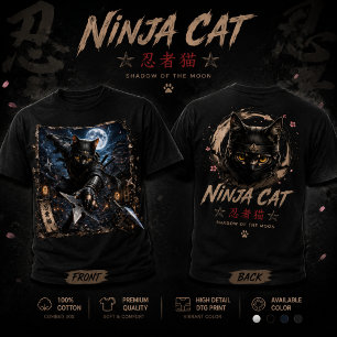 Ninja-Katze 3D Japan  T-Shirt-Design T-Shirt