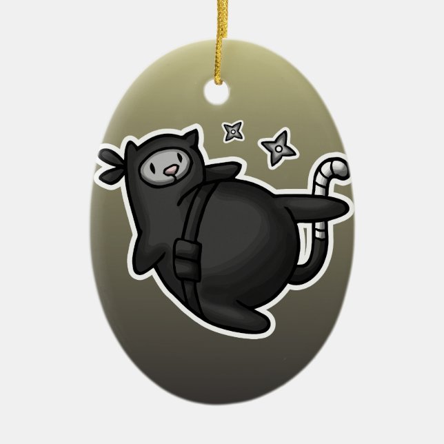 Ninja Katze Keramikornament (Vorne)