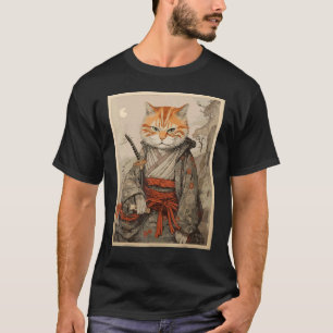 Ninja-Katze-Samurai-Kunst-Altjapan-Schwertkampf T-Shirt