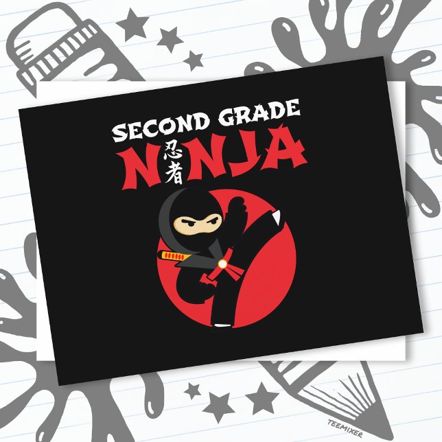 Ninja-Kick-Erster Tag in die Schule Postkarte (Von Creator hochgeladen)