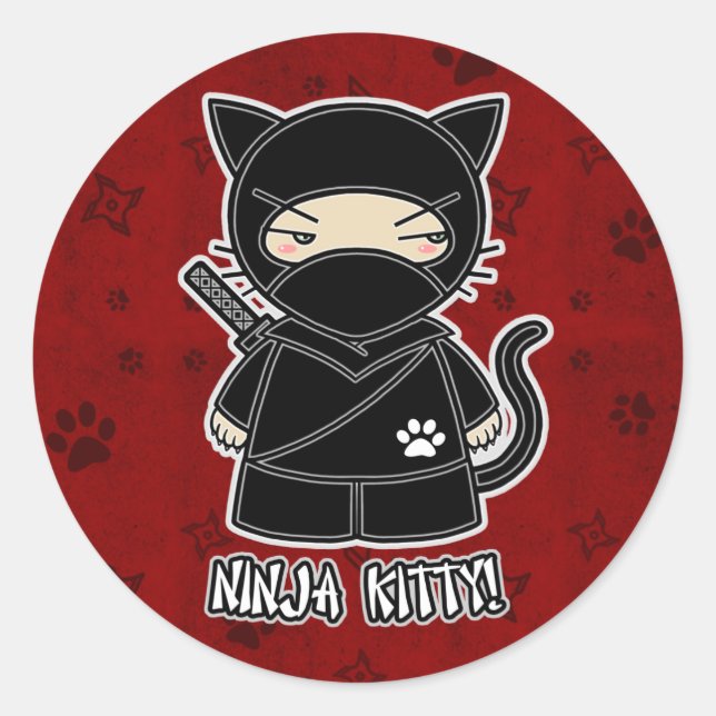 Ninja Kitty ! En Sticker rouge (Devant)