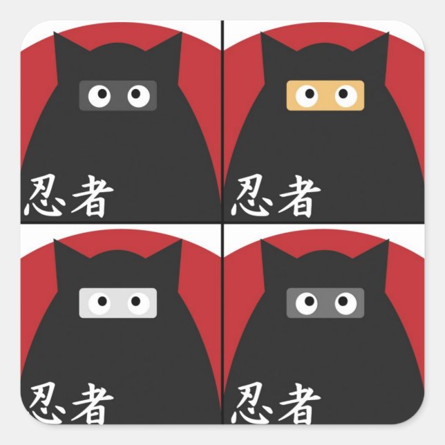 Ninja Kitty Square Stickers (Vorderseite)