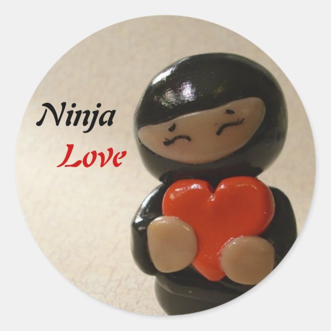 Ninja Liebe Runder Aufkleber (Vorderseite)