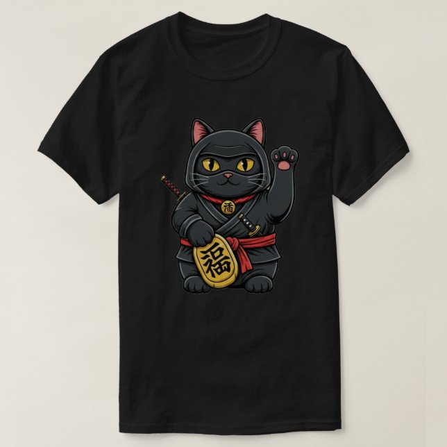 Ninja Maneki Neko  T-Shirt (Design vorne)