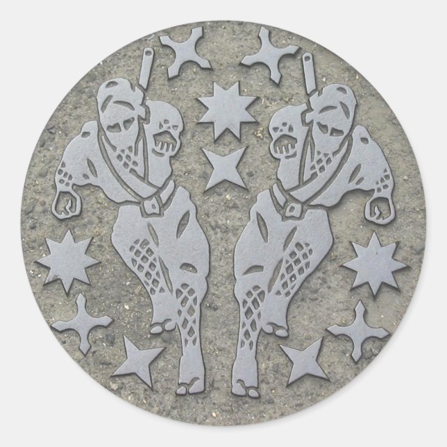 Ninja Manhole Runder Aufkleber (Vorderseite)