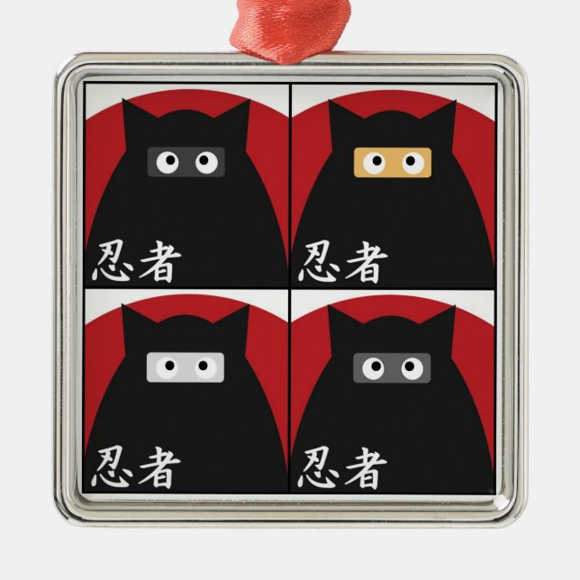 Ninja Miezekatze-Verzierung Ornament Aus Metall (Vorne)