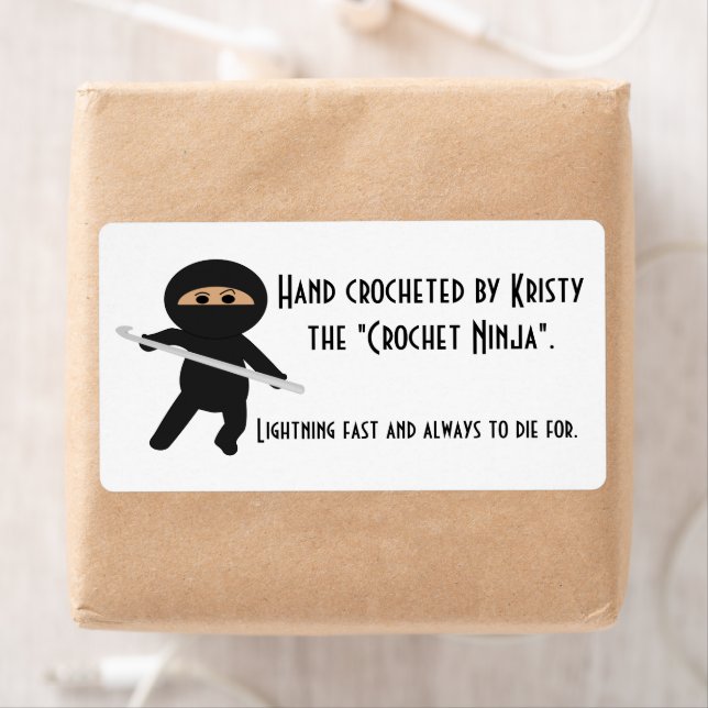 Ninja mit Crochet Hook Labels (Insitu)