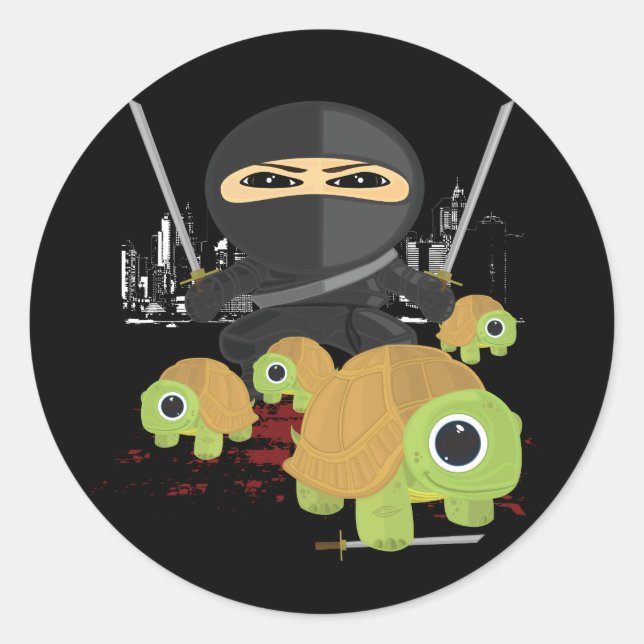 Ninja mit Schildkröten Runder Aufkleber (Vorderseite)