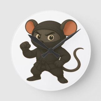 Ninja Mouse Wall Uhr | Funny Cartoon Martial Art