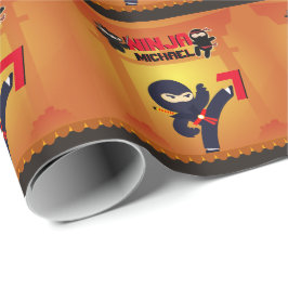 NINJA Movie Star Warrior Kicking it Karate Kinder Geschenkpapier