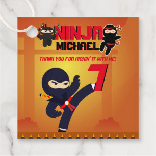 NINJA Movie Star Warrior Kicking it Karate Party Geschenkanhänger