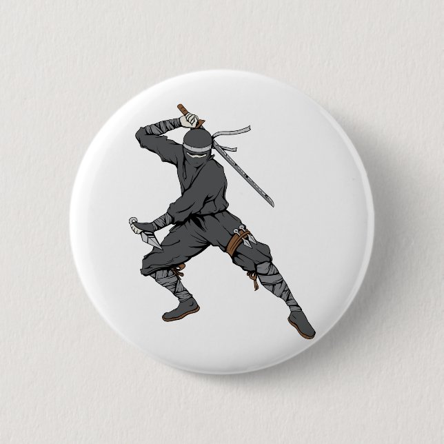 Ninja ~ Ninjas 2 Martial Arts Warrior Fantasy Art Button (Vorderseite)