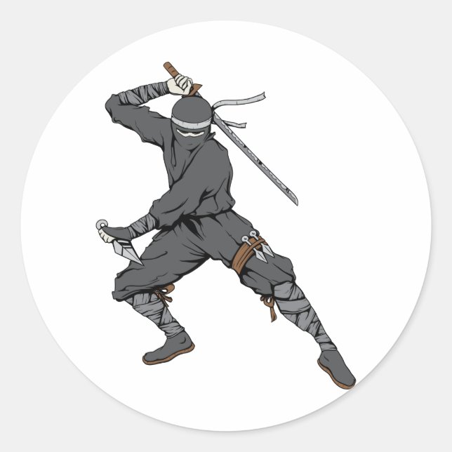 Ninja ~ Ninjas 2 Martial Arts Warrior Fantasy Art Runder Aufkleber (Vorderseite)