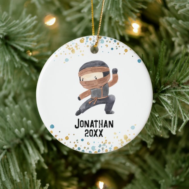 Ninja Ornament, Niedlich Karate Kinder Weihnachten Keramik Ornament (Baum)