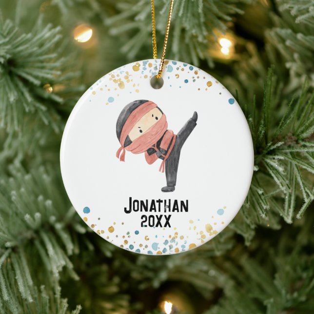 Ninja Ornament, Niedlich Karate Kinder Weihnachten Keramik Ornament (Baum)