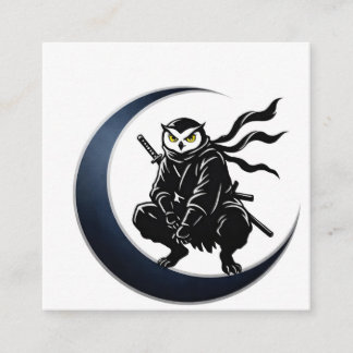 Ninja Owl Crescent Moon Minimalist Business Card Quadratische Visitenkarte