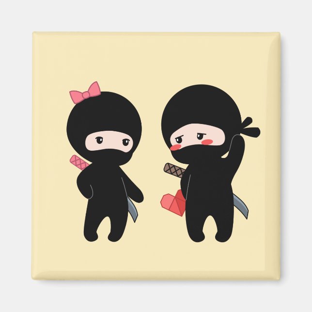 Ninja Pair, ein Junge und ein Mädchen Magnet (Vorne)
