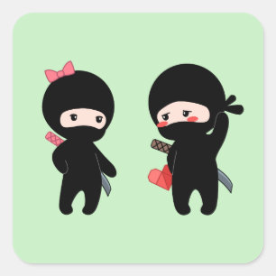 Ninja Pair, ein Junge und ein Mädchen Quadratischer Aufkleber