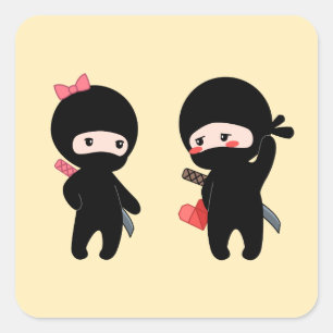 Ninja Pair, ein Junge und ein Mädchen Quadratischer Aufkleber