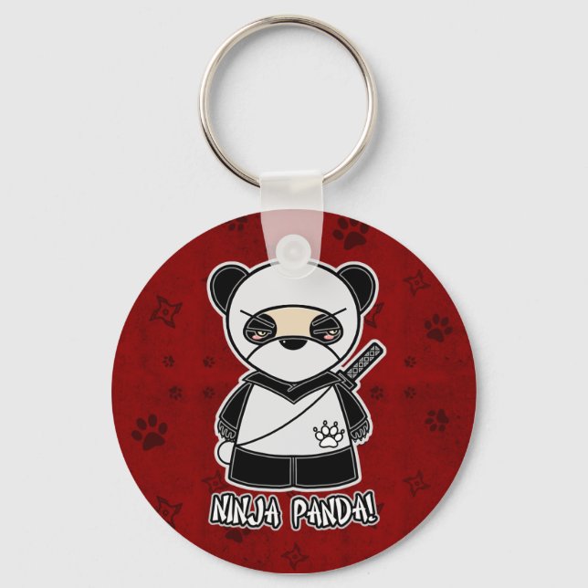 Ninja Panda! Roter Schlüsselanhänger (Vorderseite)