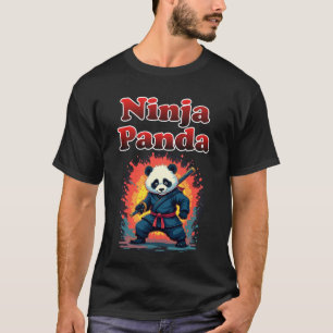 Ninja Panda T - Shirt Niedlich Samurai Style