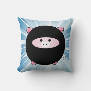 Ninja Pig auf Blue Kissen