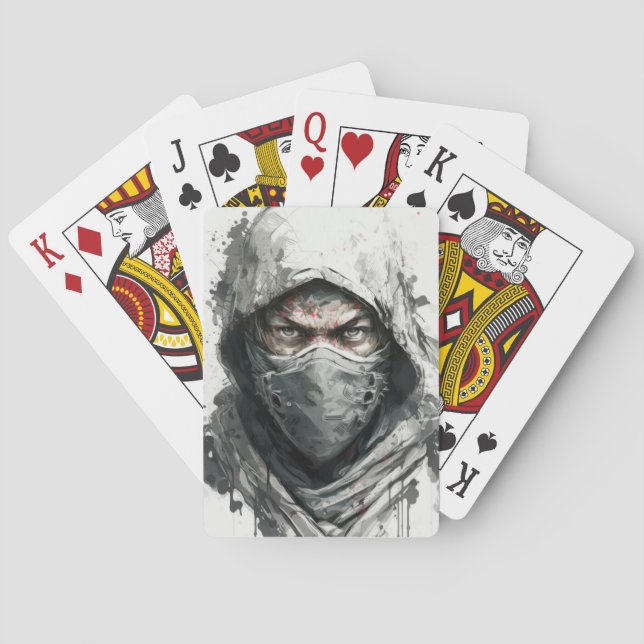Ninja Portrait Warrior Malerei Historisches Abente Spielkarten (Rückseite)