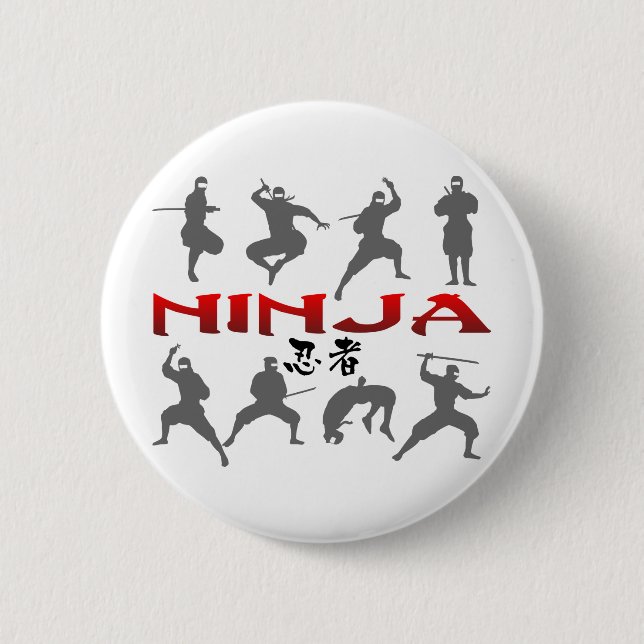 Ninja Pose Silhouette Button (Vorderseite)