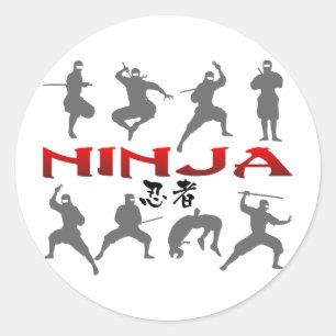 Ninja Pose Silhouette Runder Aufkleber