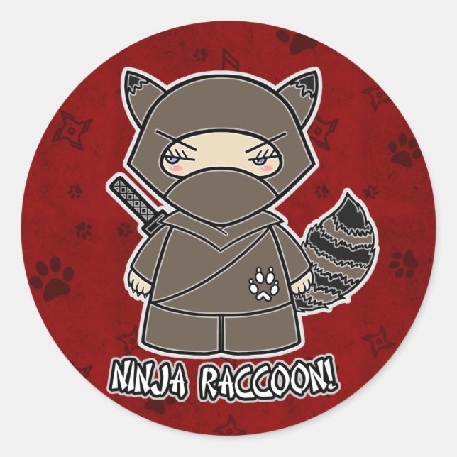 Ninja Raccoon ! En Sticker rouge (Devant)