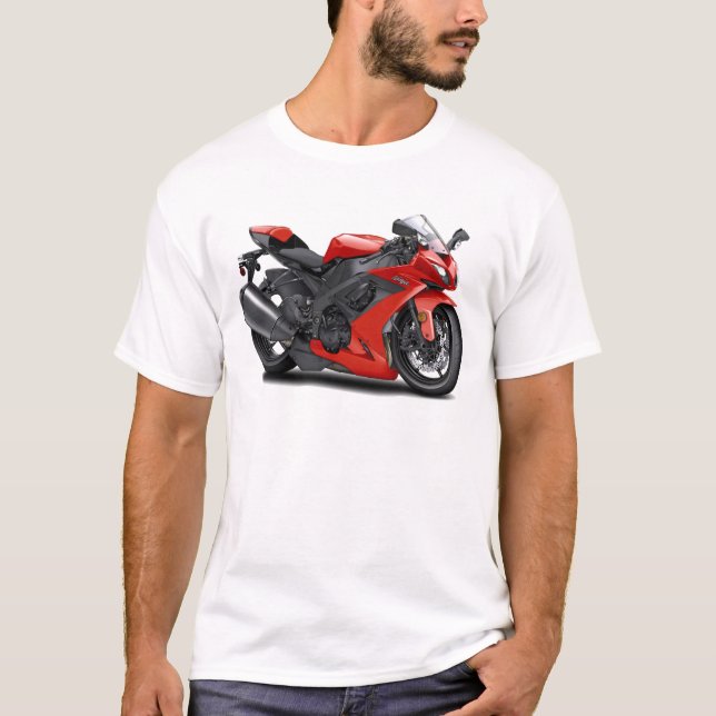 Ninja Rot-Fahrrad T-Shirt (Vorderseite)