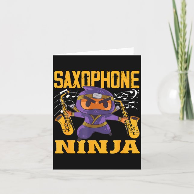 Ninja Saxophonist Saxophone Tee Karte (Vorderseite)