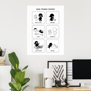 Ninja-Schulungen, benutzerdefinierte Farbe Poster