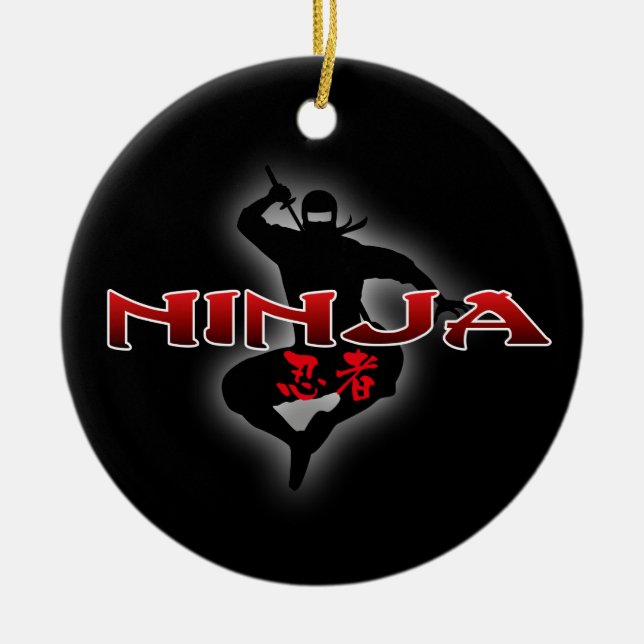 Ninja Silhouette Keramikornament (Vorne)