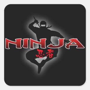 Ninja Silhouette Quadratischer Aufkleber