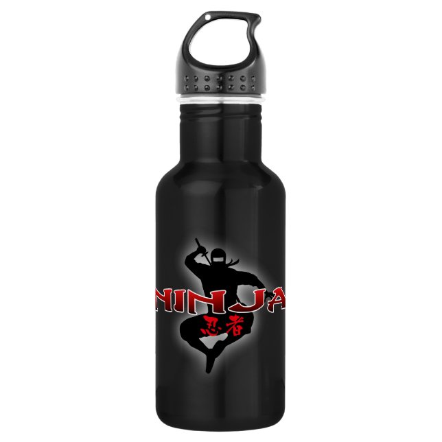 Ninja Silhouette Trinkflasche (Vorderseite)