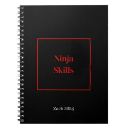 Ninja Skills Notebook personalisierter Name Notizblock