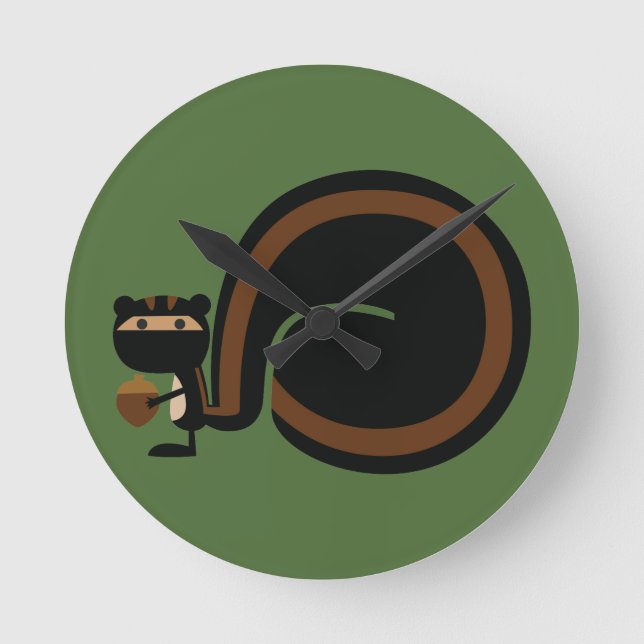 Ninja Squirrel Runde Wanduhr (Vorderseite)