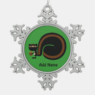 Ninja Squirrel Schneeflocken Zinn-Ornament