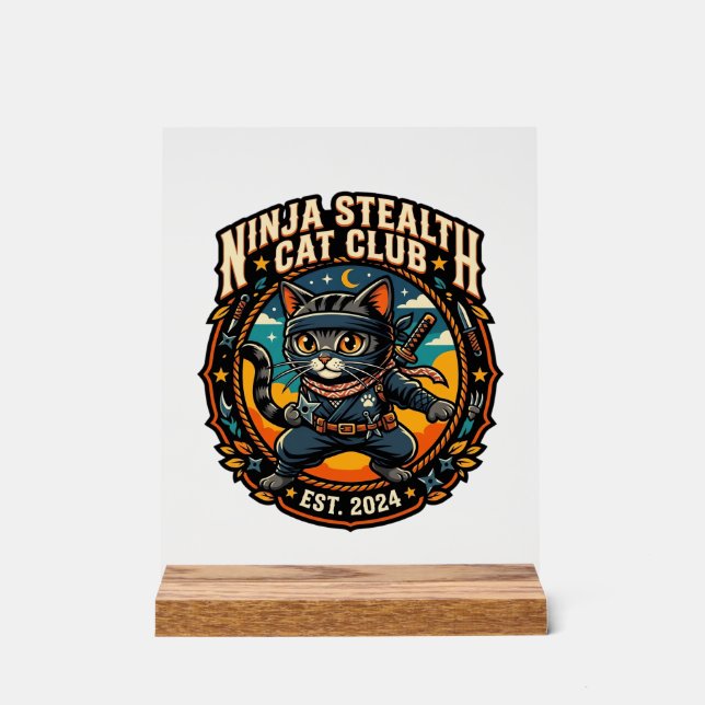 Ninja-Stealth-Katze Katzenmutter-Geschenkidee - Ni Acrylschild (Vorderseite)