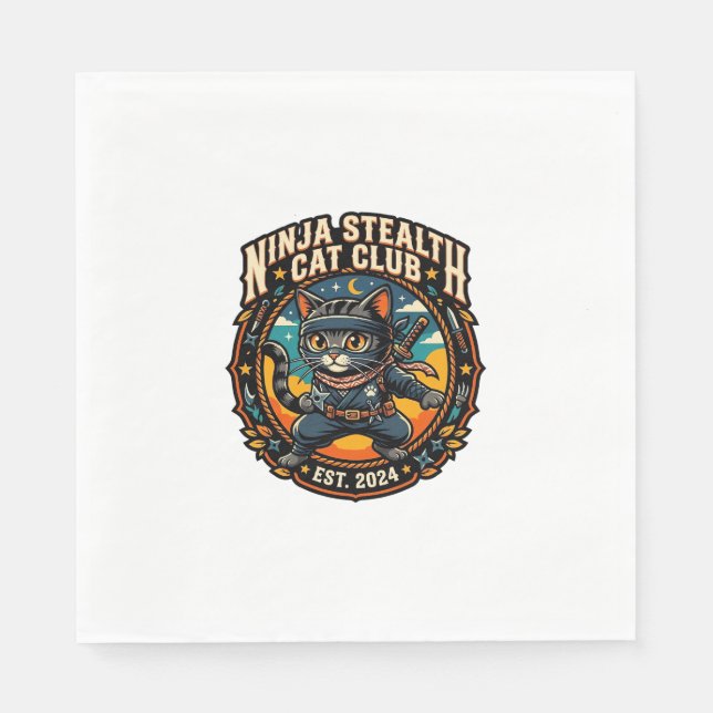 Ninja-Stealth-Katze Katzenmutter-Geschenkidee - Ni Serviette (Vorderseite)