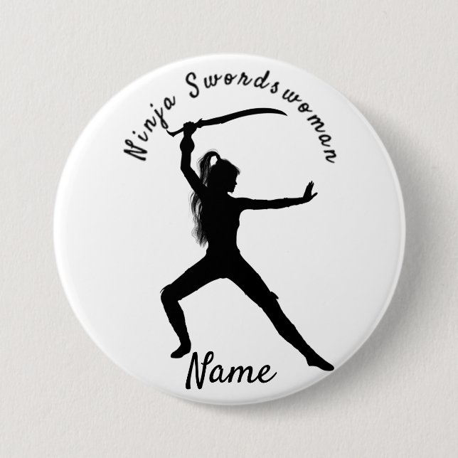 Ninja Swordswoman Silhouette Thunder_Cove Button (Vorderseite)