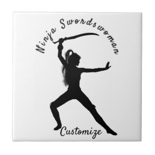 Ninja Swordswoman Silhouette Thunder_Cove Fliese
